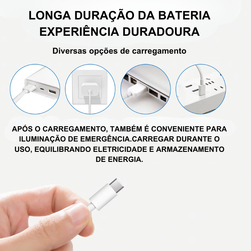 Luminária Sem fio Magnética - Recarregável USB  - Slim Motion